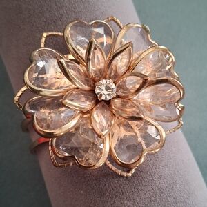 Faceted Glass Petal Clamp Bracelet